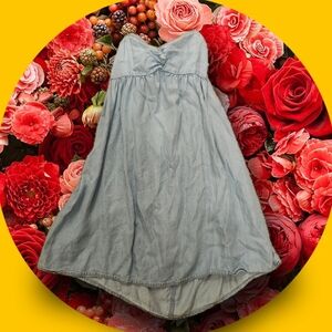 Baby blue soft denim babydoll dress